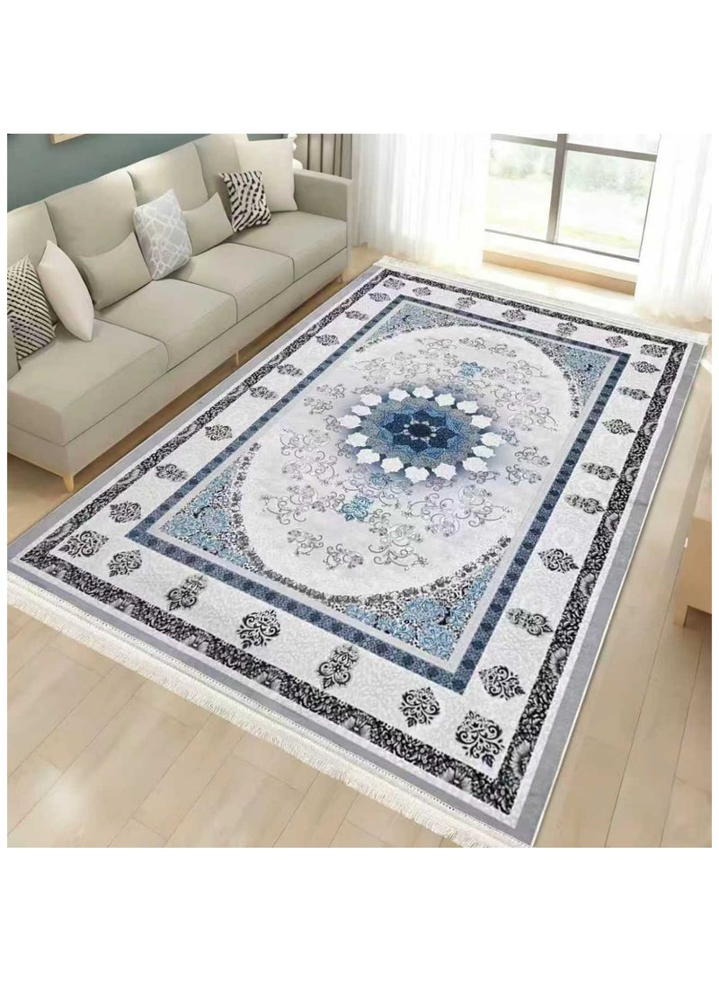 SMART HOME Large padded floor mat with a soft velvet surface and non-slip backing - Living room rug - Majlis rug - Lounge rug - Luxurious decorative rug - Elegant rug with modern patterns for living rooms and majlis - Size 400x300cm - Suitable for everyday use and entertaining - Image 1
